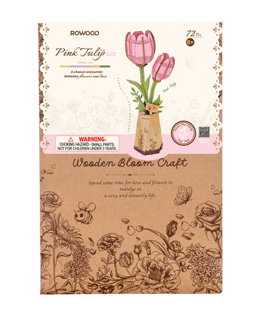 Rowood Pink Tulip DIY Wooden Flower 3D Puzzle TW082
