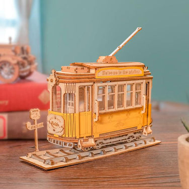Rolife DIY Retro Tramcar TG505 - Puzzle moderno in legno 3D